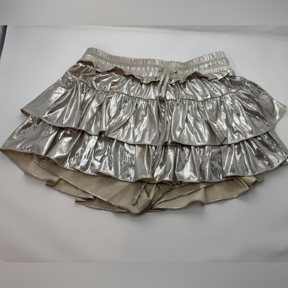 Sassy Shortcake Metallic Silver Mini Skirt size small never worn